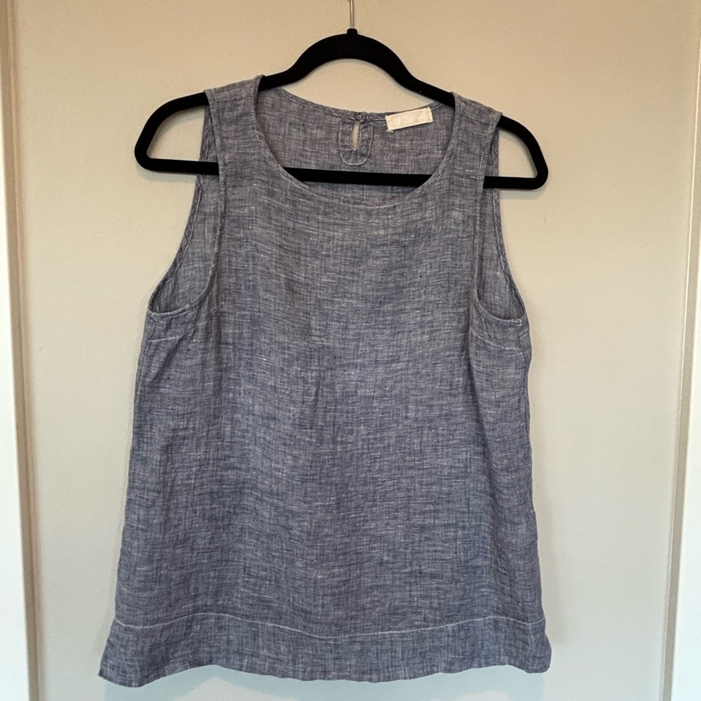 CP Shades Sleeveless Linen Blue Top 188